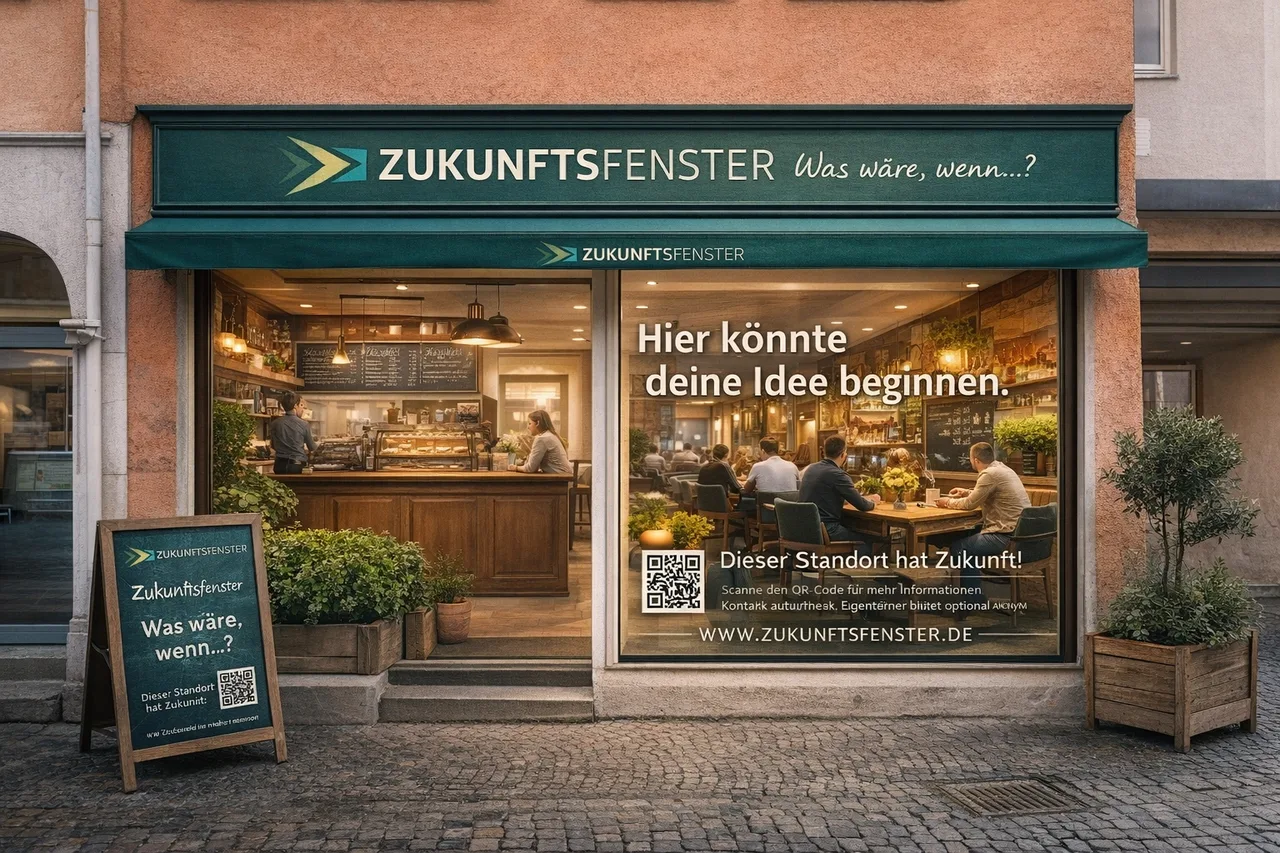 Zukunftsfenster – visualisierte Nutzung eines leeren Ladenlokals